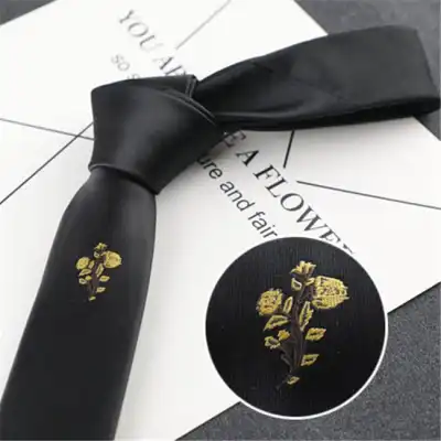 Fashion Rose And Tiger Embroidered Tie