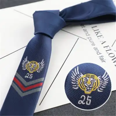 Fashion Rose And Tiger Embroidered Tie