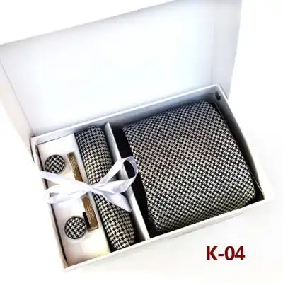 6pcs Men Fashion Tie And Accessories Set Polyester Cufflinks Pocket Square Tie Clips Gift Box
