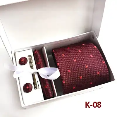6pcs Men Fashion Tie And Accessories Set Polyester Cufflinks Pocket Square Tie Clips Gift Box