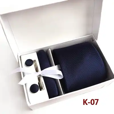 6pcs Men Fashion Tie And Accessories Set Polyester Cufflinks Pocket Square Tie Clips Gift Box