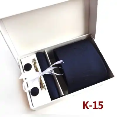 6pcs Men Fashion Tie And Accessories Set Polyester Cufflinks Pocket Square Tie Clips Gift Box
