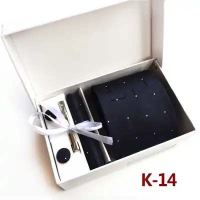 6pcs Men Fashion Tie And Accessories Set Polyester Cufflinks Pocket Square Tie Clips Gift Box