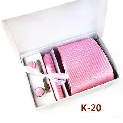 6pcs Men Fashion Tie And Accessories Set Polyester Cufflinks Pocket Square Tie Clips Gift Box
