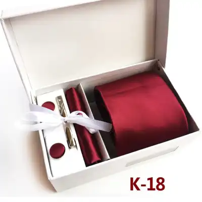 6pcs Men Fashion Tie And Accessories Set Polyester Cufflinks Pocket Square Tie Clips Gift Box