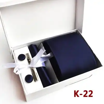 6pcs Men Fashion Tie And Accessories Set Polyester Cufflinks Pocket Square Tie Clips Gift Box