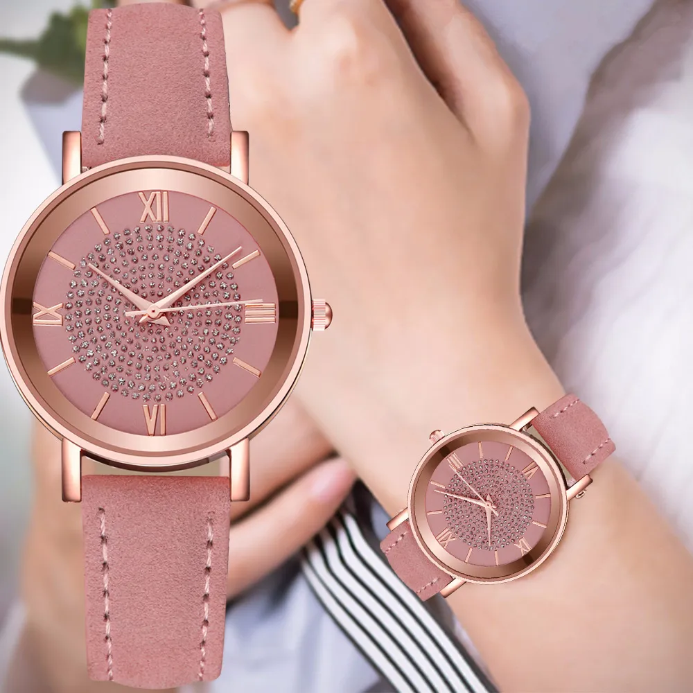 Women Fashion PU Band Quartz Watch