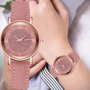 Women Fashion PU Band Quartz Watch