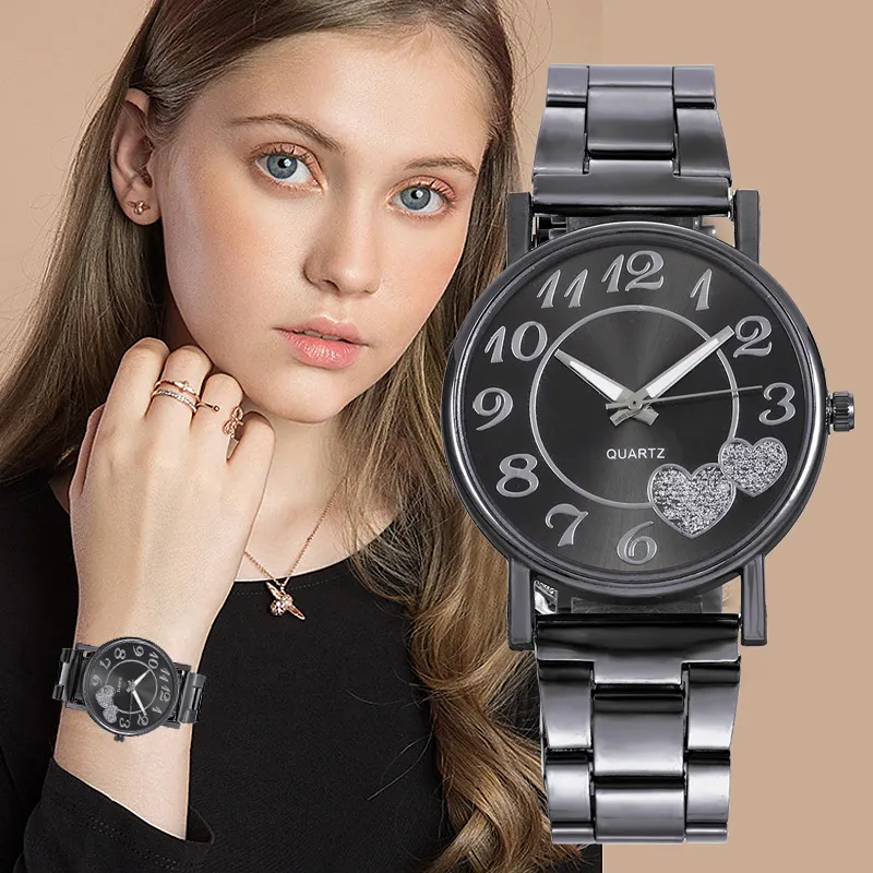 Women's Metal Band Heart Dial Quartz Wrist Watch