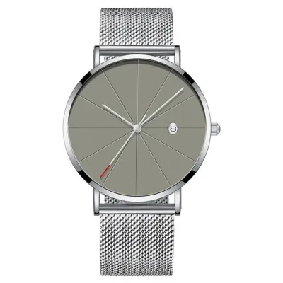 New Men Ultra-thin Quartz Watch with Mesh Belt
