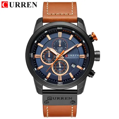 Men's Sport Fashion Genuine Leather Band Quartz Watch