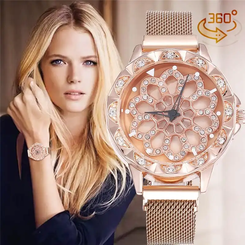 Creative Rotatable Dial Quartz Watch with Magnet Clasp