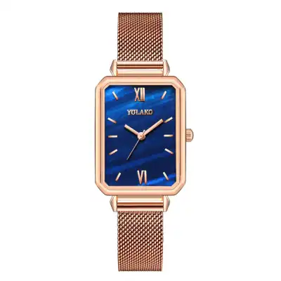 Vintage Small Square Dial Quartz Watch Korean Style Alloy Case Rectangle Dial