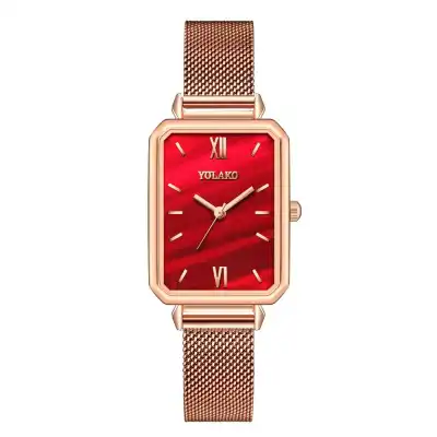 Vintage Small Square Dial Quartz Watch Korean Style Alloy Case Rectangle Dial