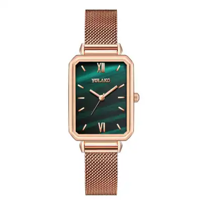 Vintage Small Square Dial Quartz Watch Korean Style Alloy Case Rectangle Dial