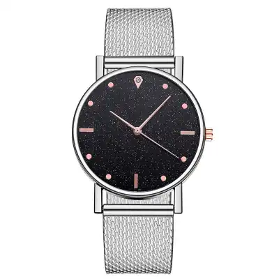 Fashion Starry Sky Quartz Watch Leisure Silica Gel Strap Round Dial Alloy Case