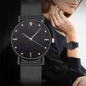 Fashion Starry Sky Quartz Watch Leisure Silica Gel Strap Round Dial Alloy Case
