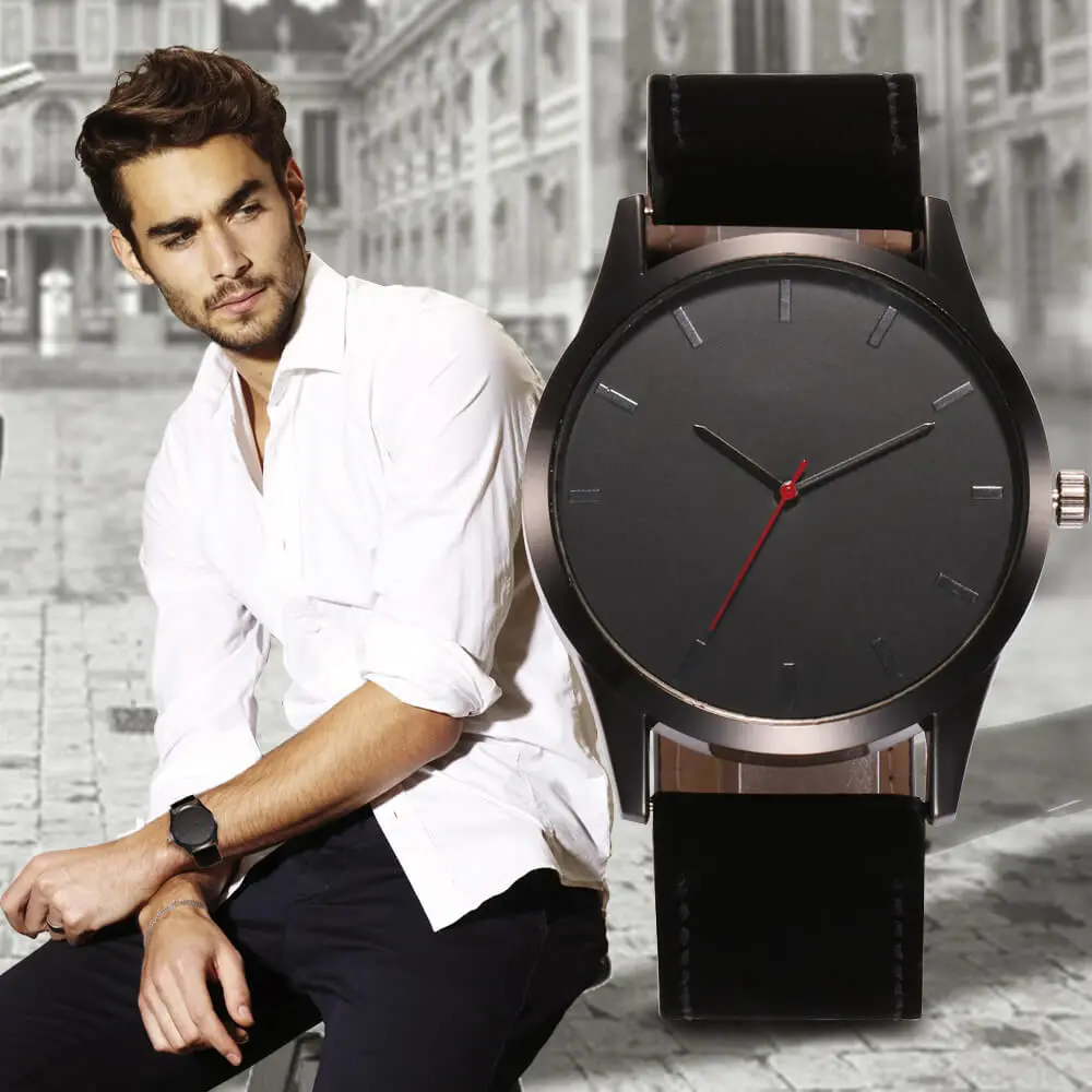Business Sport PU Leather Quartz Watch 46mm