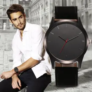 Business Sport PU Leather Quartz Watch 46mm