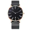 Black Dial-White Pointer-Rose Case-Black Strap