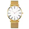 White Dial-Rose Pointer-Gold Case-Gold Strap