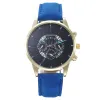 Blue Strap-Gold Case-Black Dial-Blue Pointer