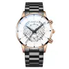 Black Strap-Rose Case-White Dial-Black Pointer
