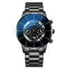 Black Strap-Black Case-Black Dial-Blue Pointer