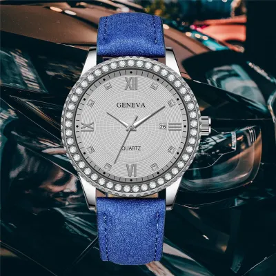 Fashion Rhinestone Decorated Large Dial Quartz Watch