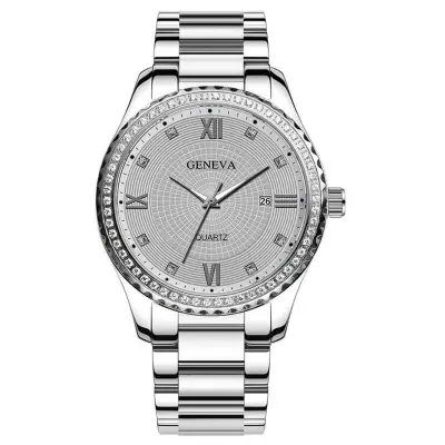 Fashion Rhinestone Decorated Large Dial Quartz Watch