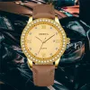PU-Brown Strap-Gold Dial