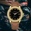 PU-Brown Strap-Black Dial