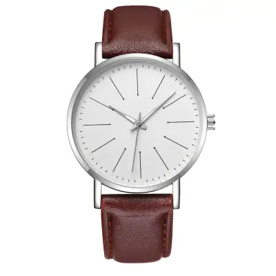 Men Creative Luminous Design Quartz Watch Business Leather Strap Alloy Case