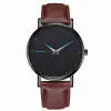 Black Dial-Blue Pointer-Black Case-Brown Band