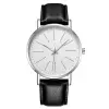 White Dial-Silver Pointer-Silver Case-Black Band
