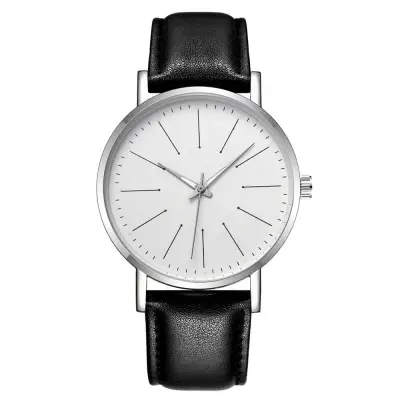 Men Creative Luminous Design Quartz Watch Business Leather Strap Alloy Case