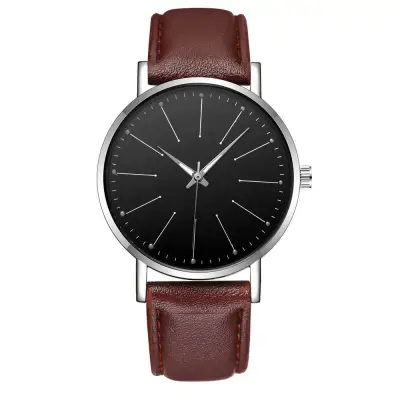 Men Creative Luminous Design Quartz Watch Business Leather Strap Alloy Case