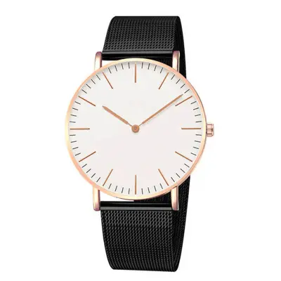 Simple Two-pointer Design Alloy Mesh Band Quartz Watch