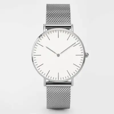 Simple Two-pointer Design Alloy Mesh Band Quartz Watch