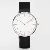 Silver Case-White Dial-Black Band