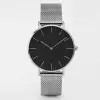 Silver Case-Black Dial-Silver Band