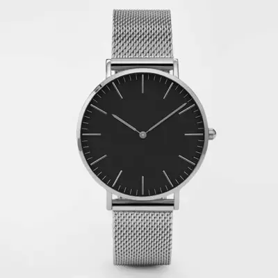 Simple Two-pointer Design Alloy Mesh Band Quartz Watch