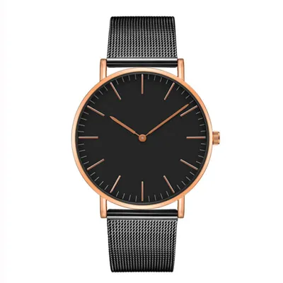 Simple Two-pointer Design Alloy Mesh Band Quartz Watch
