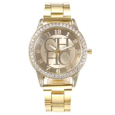 Fashion Letter Pattern Rhinestone Decorated Quartz Watch