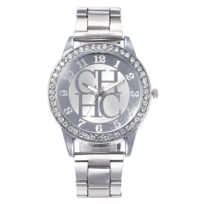 Fashion Letter Pattern Rhinestone Decorated Quartz Watch