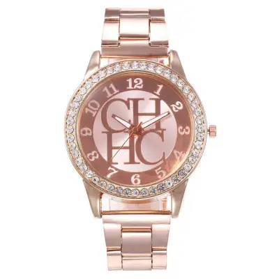 Fashion Letter Pattern Rhinestone Decorated Quartz Watch