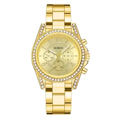 Women Fashion Three Eyes Design Alloy Band Quartz Watch