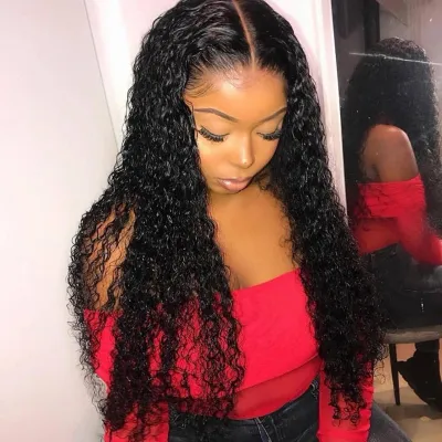 Fashion Long Curly Hair Wig with Long Bangs for Dark Skin