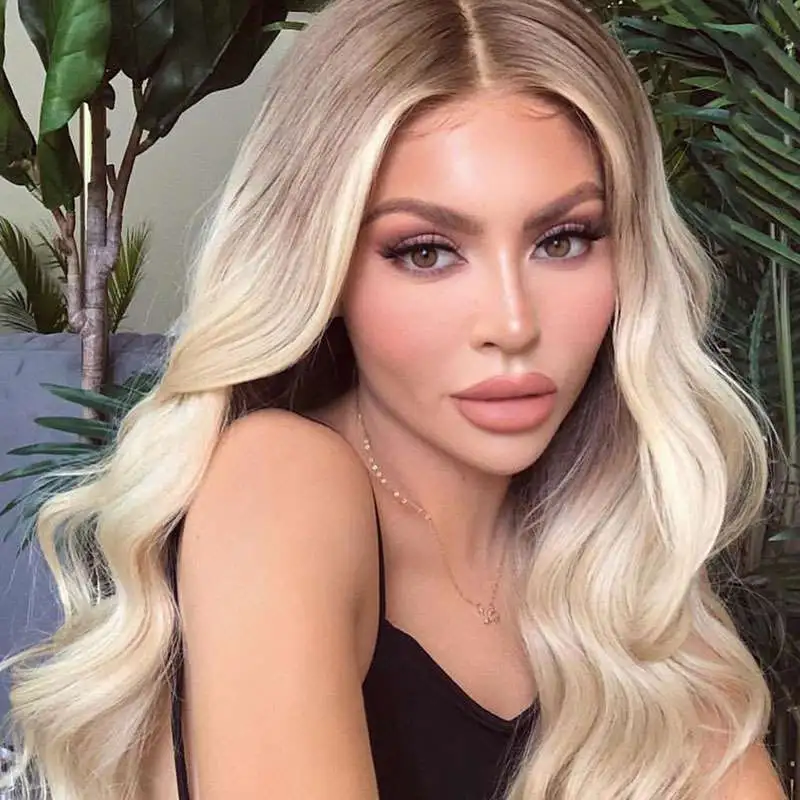 Women Gradient Gold Long Curly Hair Wig