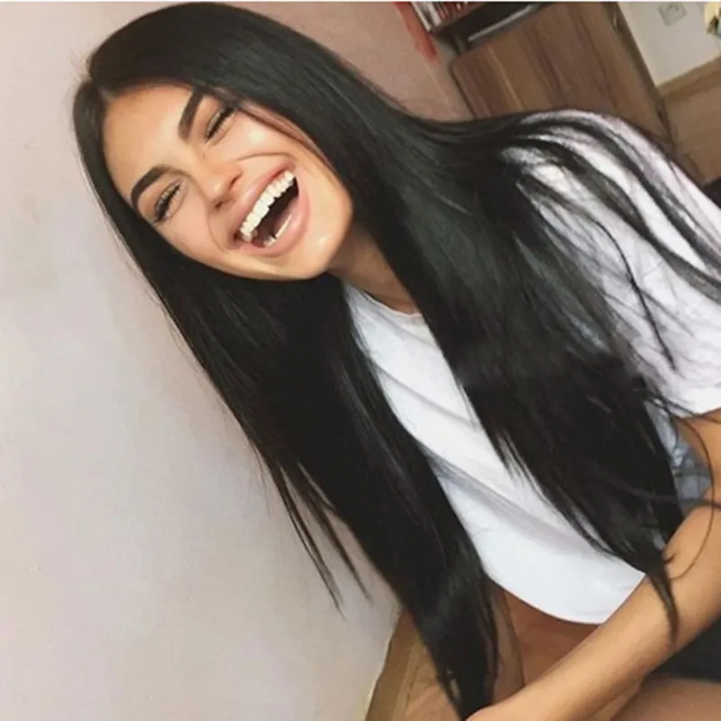 Women Fashion Mid-point Long Straight Hair Wig with Middle Parted Bangs